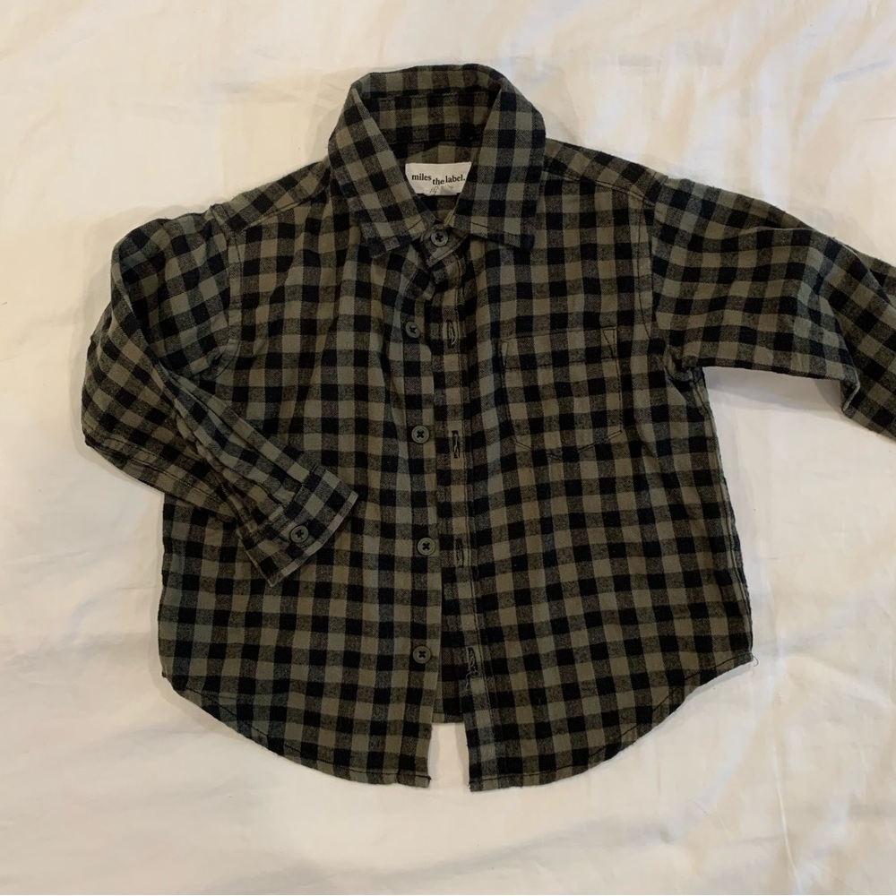 Miles the label baby boy flannel button down shirt - 18 months
